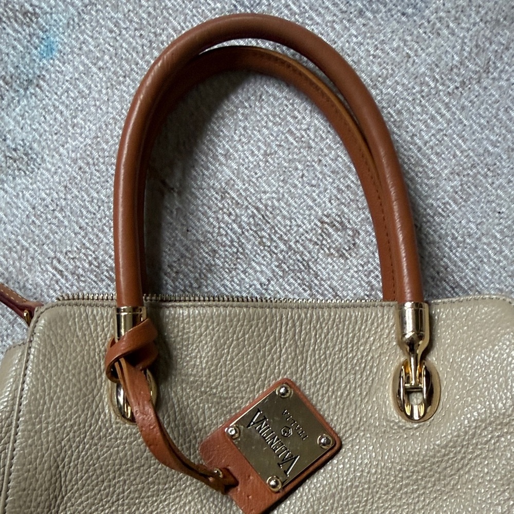 Valentina Beige and Brown Satchel - Picture 7 of 9
